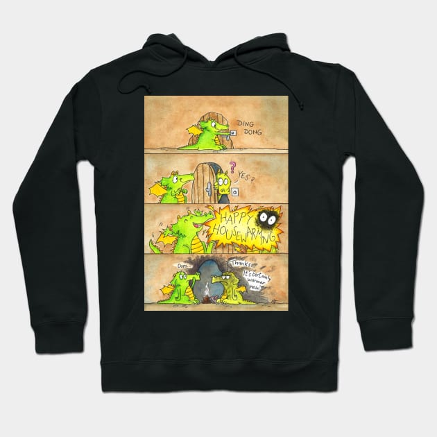 Funny Happy Housewarming Card with Dragons Hoodie by nicolejanes